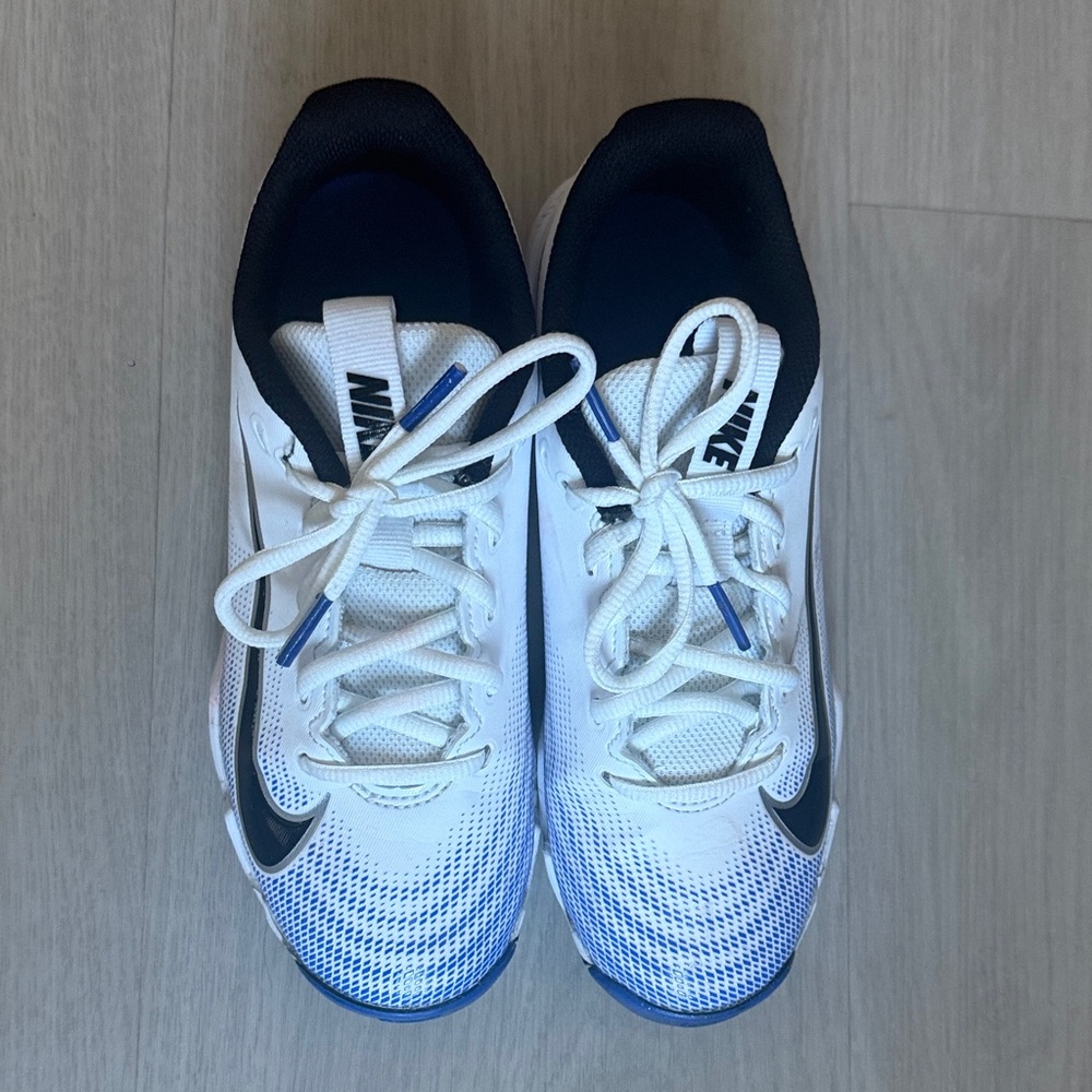 Nike Vapor Shark 3 White and Blue Football Cleats - Picture 2 of 6